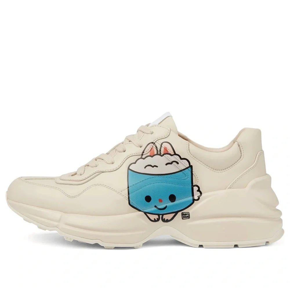 Brand New Gucci(WMNS) Gucci Kawaii Rhyton Leather Sneakers 'Cream White' Size 10